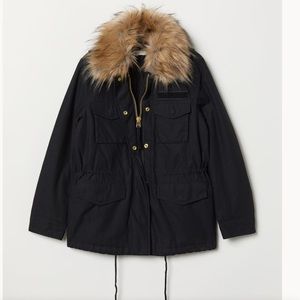H&M faux fur collar parka